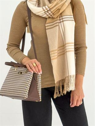 Silver & Polo Kahve Sarı - Kahve SP1098 Kadın El Çantası