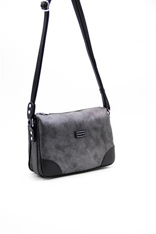Silver & Polo SP784 Kadın Çapraz Çanta Petek M.Gümüş-Siyah
