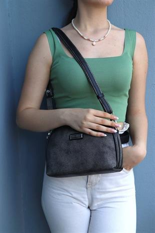 Silver & Polo SP765 Kadın Çapraz Çanta Petek M.Gümüş-Siyah