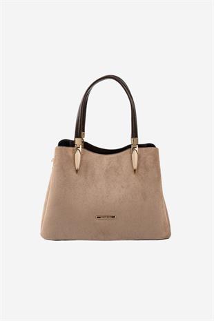 Silver & Polo SP1205 Kadın El Çantası Süet Vizon-Kahve