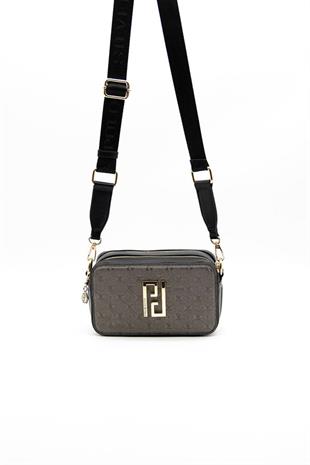 Silver & Polo SP1078 Kadın Çapraz Çanta Logolu Platin-Siyah