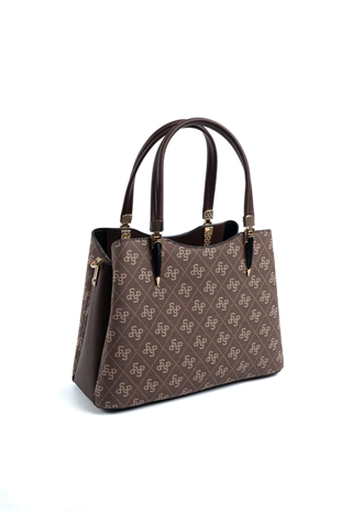 Silver & Polo SP1205 Kadın El Çantası Monogram Kahve-Kahve