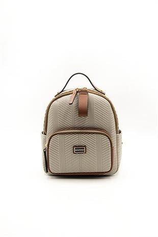Silver & Polo SP1130 Kadın Sırt Çantası Hasır Bej-Taba