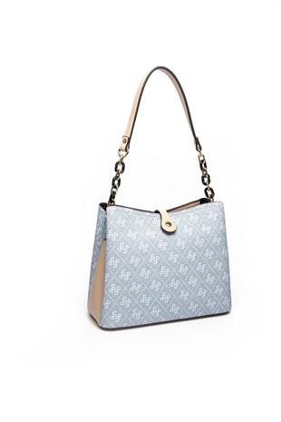 Silver Polo SP974 Kadın Omuz Çantası Monogram Mavi-Ten