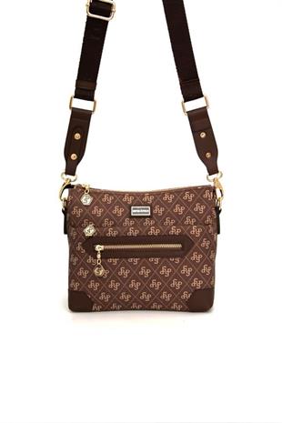 Silver & Polo SP1110 Kadın Çapraz Çanta Monogram Kahve