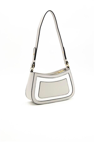 Silver & Polo SP1132 Kadın Çapraz Çanta Logolu Beyaz-A.Gri
