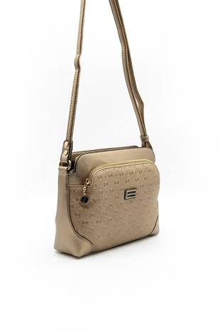 Silver & Polo SP364 Kadın Çapraz Çanta Logolu Bronz-Bronz