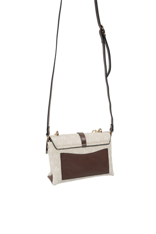 Silver & Polo SP1148 Kadın Çapraz Çanta Monogram Taş-Kahve
