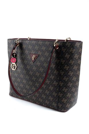Silver Polo SP1176 Kadın Omuz Çantası Monogram Kahve Sarı-Bordo