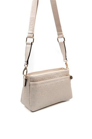 Silver & Polo SP1184 Kadın Çapraz Çanta Logolu Bej-S.Bej