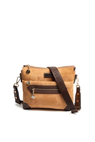 Silver & Polo SP1110 Kadın Çapraz Çanta Süet Taba-Kahve