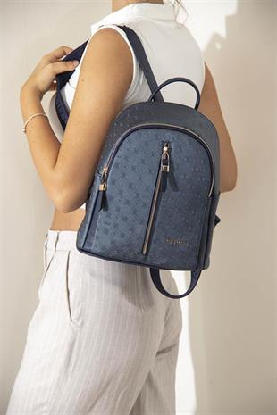 Silver & Polo SP901 Kadın Sırt Çantası Logolu Lacivert