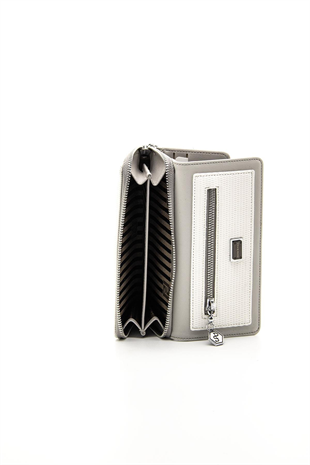 Silver & Polo SP846 Kadın Cüzdan & Kartlık Petek Beyaz-A.Gri