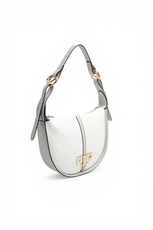 Silver & Polo SP1270 Kadın Omuz Çantası Logolu Beyaz-A.Gri