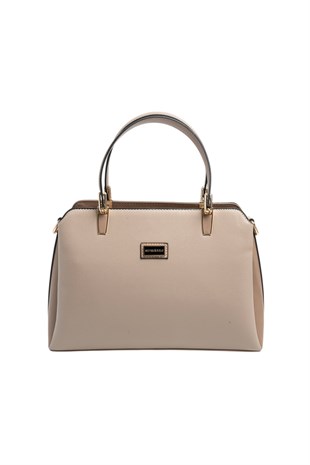Silver & Polo SP9721 Kadın El Çantası Düz Koyu Bej-Latte