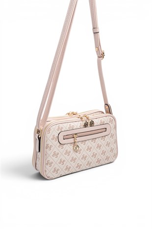 Silver Polo Pembe - Pudra Monogram Kadın Çapraz Çanta SP899