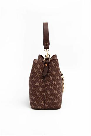 Silver & Polo SP967 Kadın Çapraz Çanta Monogram Kahve