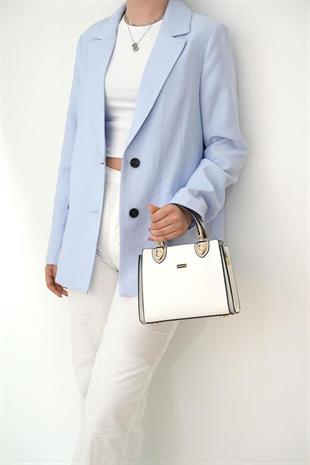 Silver & Polo SP1133 Kadın El Çantası Düz Beyaz-A.Gri