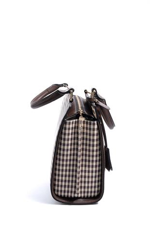 Silver & Polo SP1174 Kadın El Çantası Ekose Line Kare Kahve Sarı-Kahve