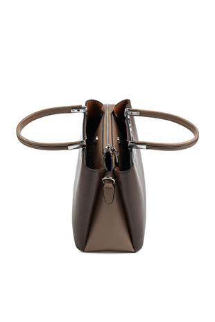 Silver & Polo SP1098 Kadın El Çantası Düz Kahve-Vizon
