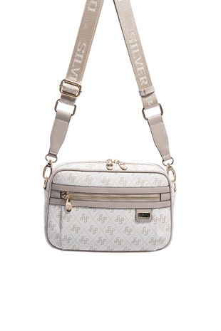 Silver & Polo SP1280 Kadın Çapraz Çanta Monogram Bej-Kum