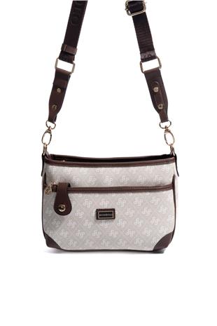 Silver & Polo SP1160 Kadın Çapraz Çanta Monogram Taş-Kahve
