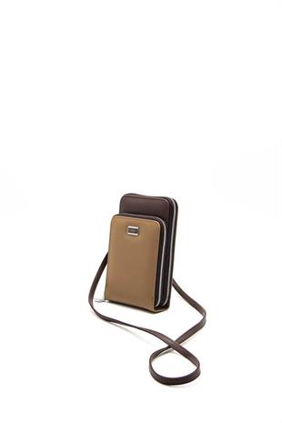 Silver & Polo SP1011 Kadın Telefon Çantası Düz Vizon-Kahve