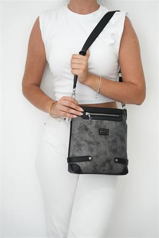 Silver & Polo SP1120 Kadın Çapraz Çanta Petek M.Gümüş-Siyah