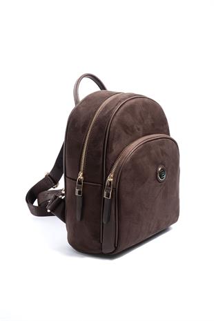 Silver & Polo SP1062 Kadın Sırt Çantası Süet Kahve