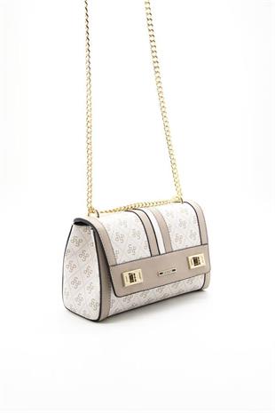 Silver & Polo SP1139 Kadın Çapraz Çanta Monogram Bej-Kum