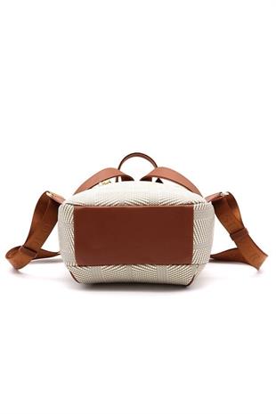 Silver & Polo SP906 Kadın Sırt Çantası Hasır Bej-Taba