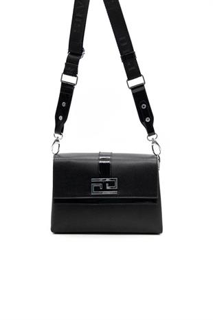 Silver & Polo SP1009 Kadın Çapraz Çanta Düz Siyah-Rugan Siyah