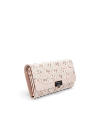 Silver Polo Pembe - Pudra Monogram Kadın Cüzdan ve Kartlık SP979