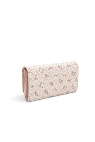 Silver Polo Pembe - Pudra Monogram Kadın Cüzdan ve Kartlık SP979