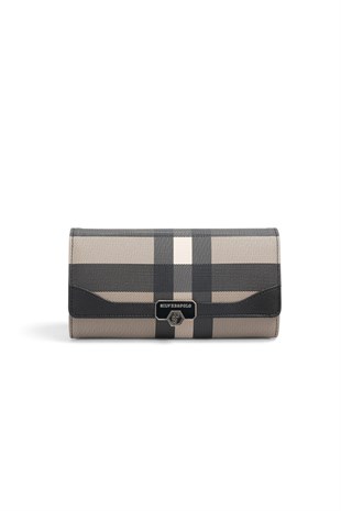 Silver & Polo SP979 Kadın Cüzdan & Kartlık Ekose Kahve-Siyah