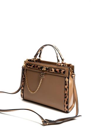 Silver & Polo SP1166 Kadın El Çantası Düz Vizon-Vizon-Leopar Taba