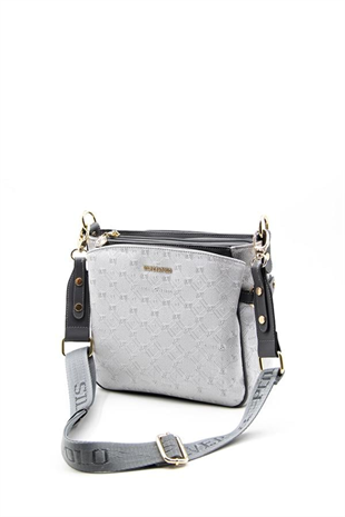 Silver & Polo SP884 Kadın Çapraz Çanta Logolu A.Gümüş-Antrasit