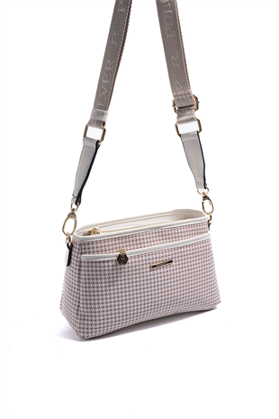 Silver & Polo SP1184 Kadın Çapraz Çanta King Desen Bordo-Kemik