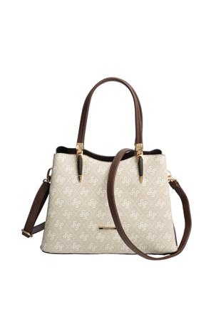 Silver Polo SP1205 Kadın El Çantası Monogram Taş-Kahve