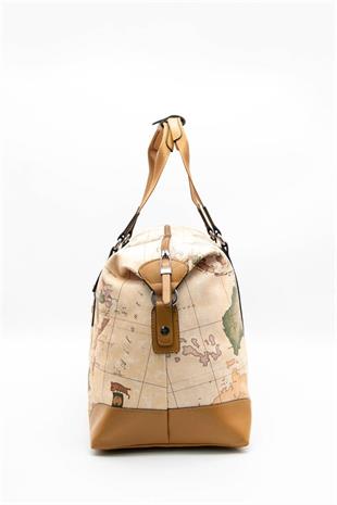 Silver & Polo SP873 Kadın Seyahat Çantası Harita Pudra-Camel