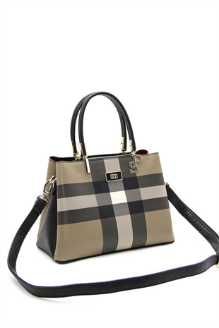 Silver & Polo SP1098 Kadın El Çantası Ekose Kahve-Siyah