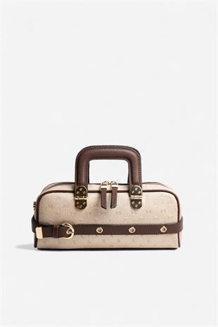 Silver & Polo SP1258 Kadın El Çantası Logolu Nut-Kahve