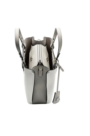 Silver & Polo SP975 Kadın El Çantası Düz Beyaz-A.Gri