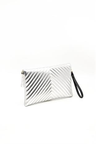 Silver & Polo SP1134 Kadın Portföy & Clutch Kapitone Gümüş