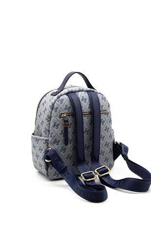 Silver & Polo SP1130 Kadın Sırt Çantası Monogram Gri-Lacivert