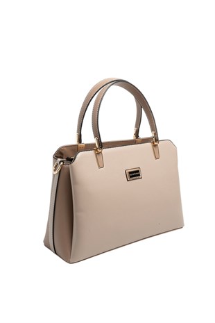 Silver & Polo SP9721 Kadın El Çantası Düz Koyu Bej-Latte