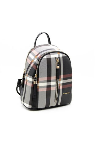 Silver & Polo SP901 Kadın Sırt Çantası Ekose Siyah