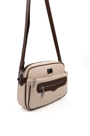 Silver & Polo SP491 Kadın Çapraz Çanta Düz Bej-Kahve