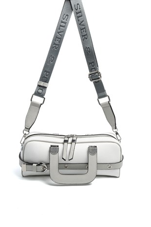 Silver Polo SP1258 Kadın El Çantası Düz Beyaz-A.Gri
