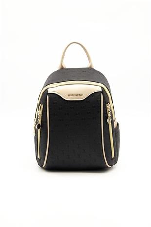 Silver & Polo SP906 Kadın Sırt Çantası Logolu Siyah-S.Nut